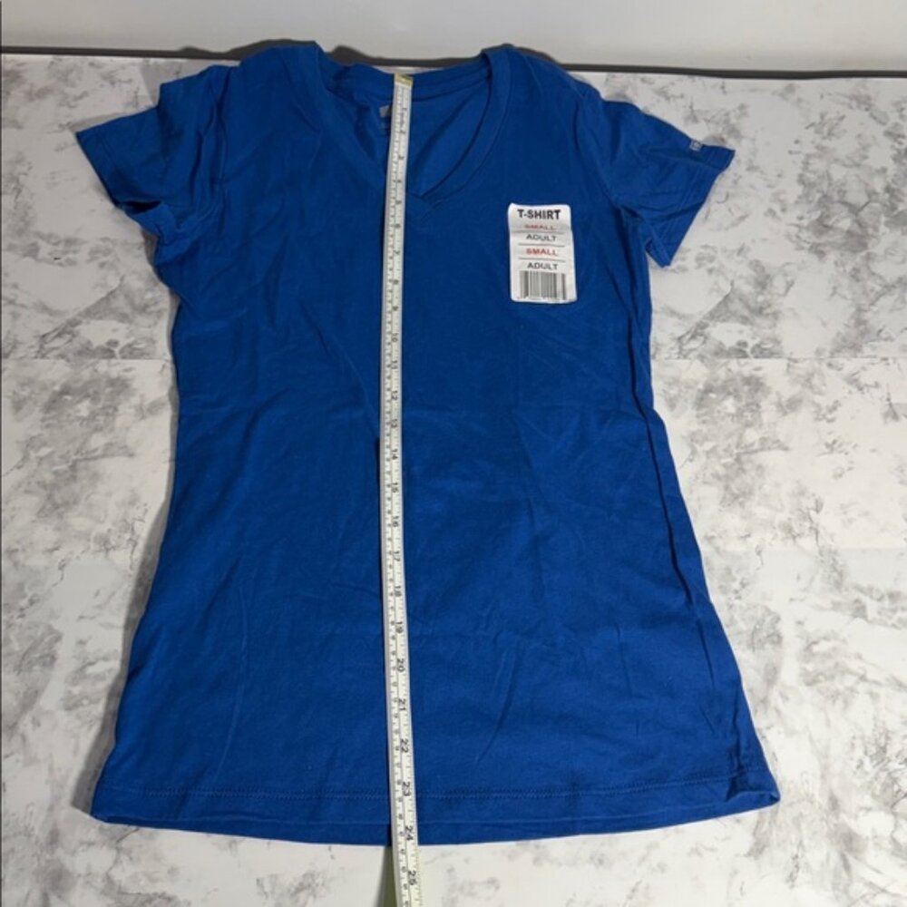 Soffe Blue V-Neck Women's Top Size Small